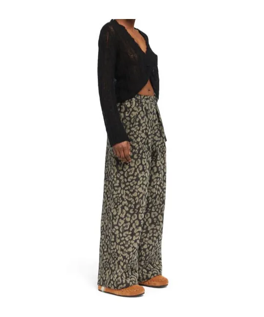 Seattle Pleated Leopard-Print Jeans