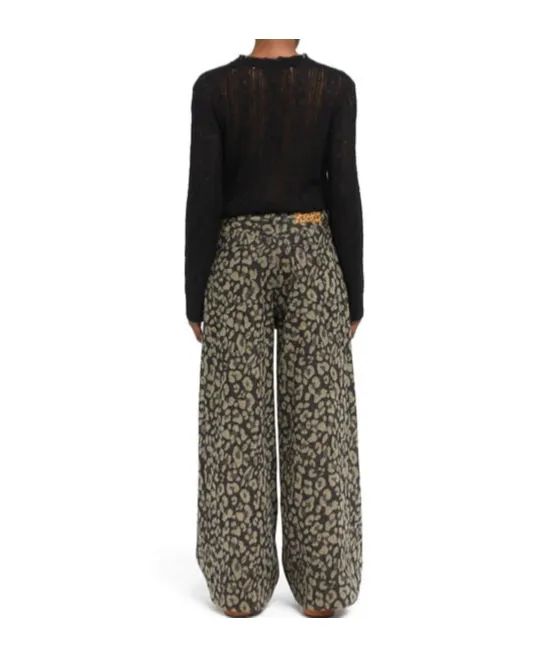Seattle Pleated Leopard-Print Jeans