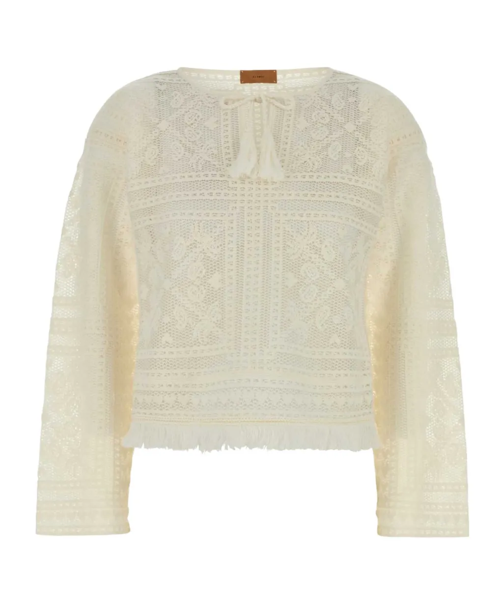 Crochet Fringed Sweater