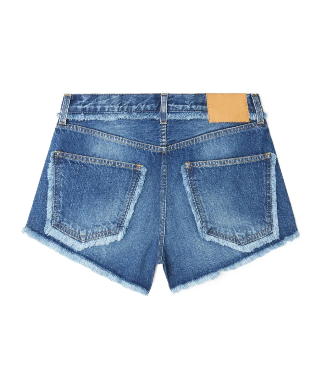 Fringed Cotton-Denim Shorts