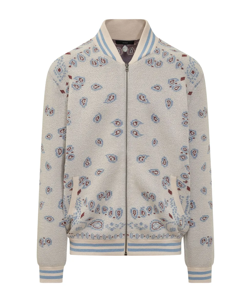 Stripe-Patterned Bomber Jacket