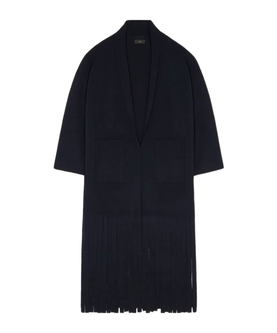 Fringed Edge Belted Coat