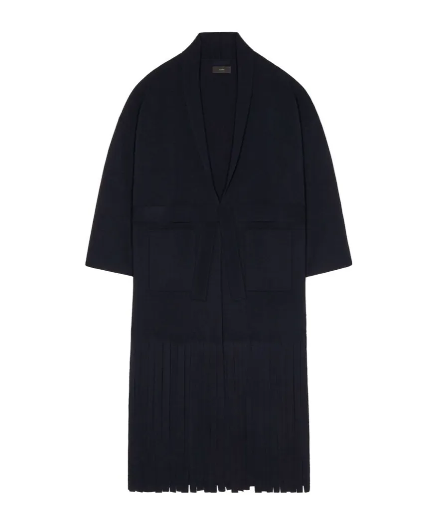 Fringed Edge Belted Coat