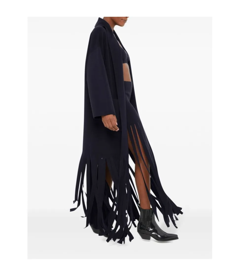 Fringed Edge Belted Coat