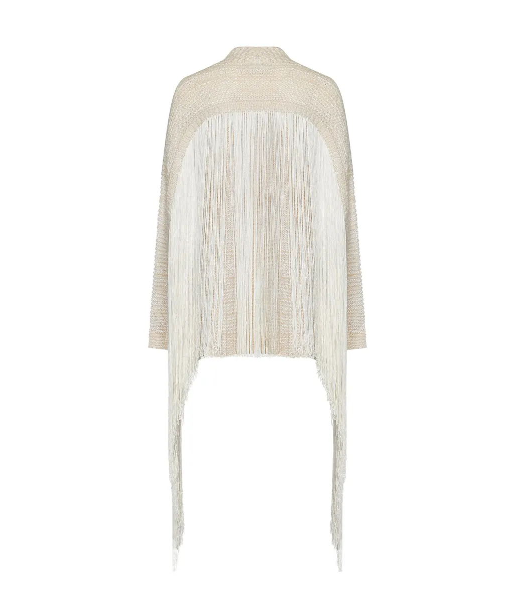 Bright Hues Fringed Knitted Cardigan