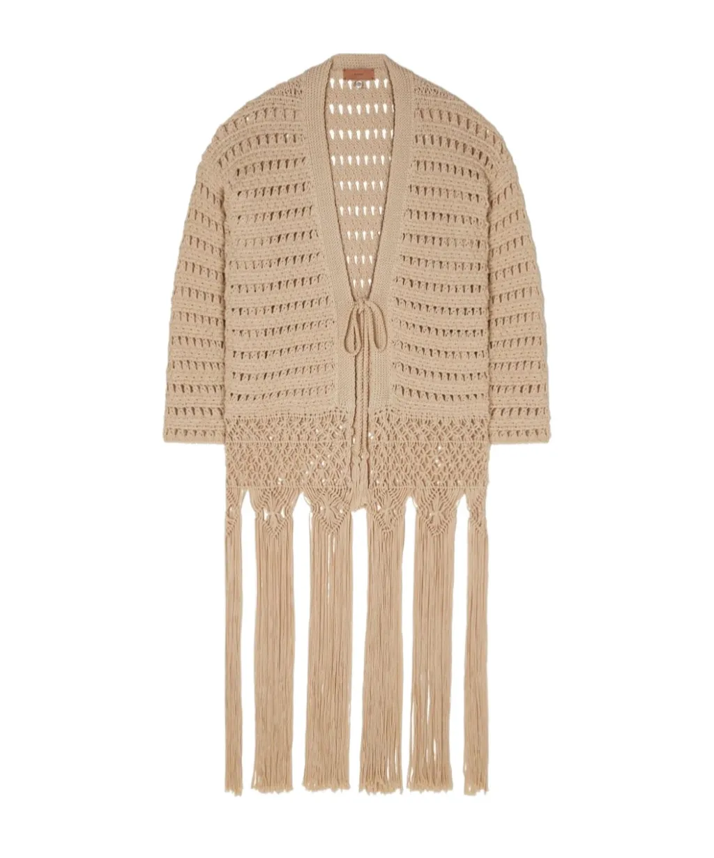 V-Neck Fringed Cardigan