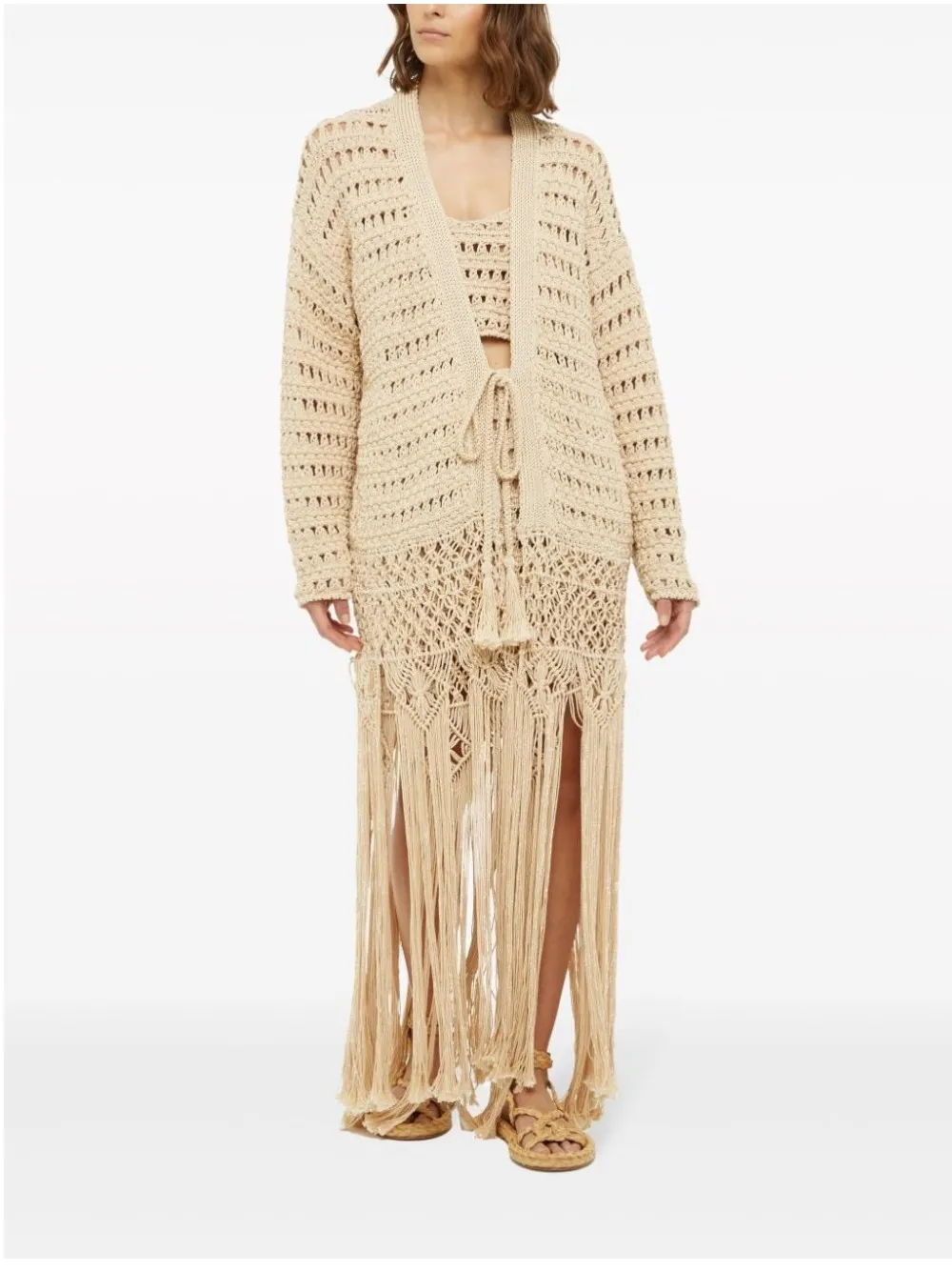 V-Neck Fringed Cardigan