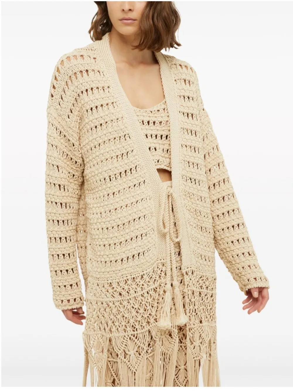 V-Neck Fringed Cardigan