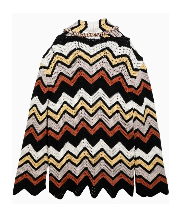 Kaleidoscopic Chevron-Print Cardigan