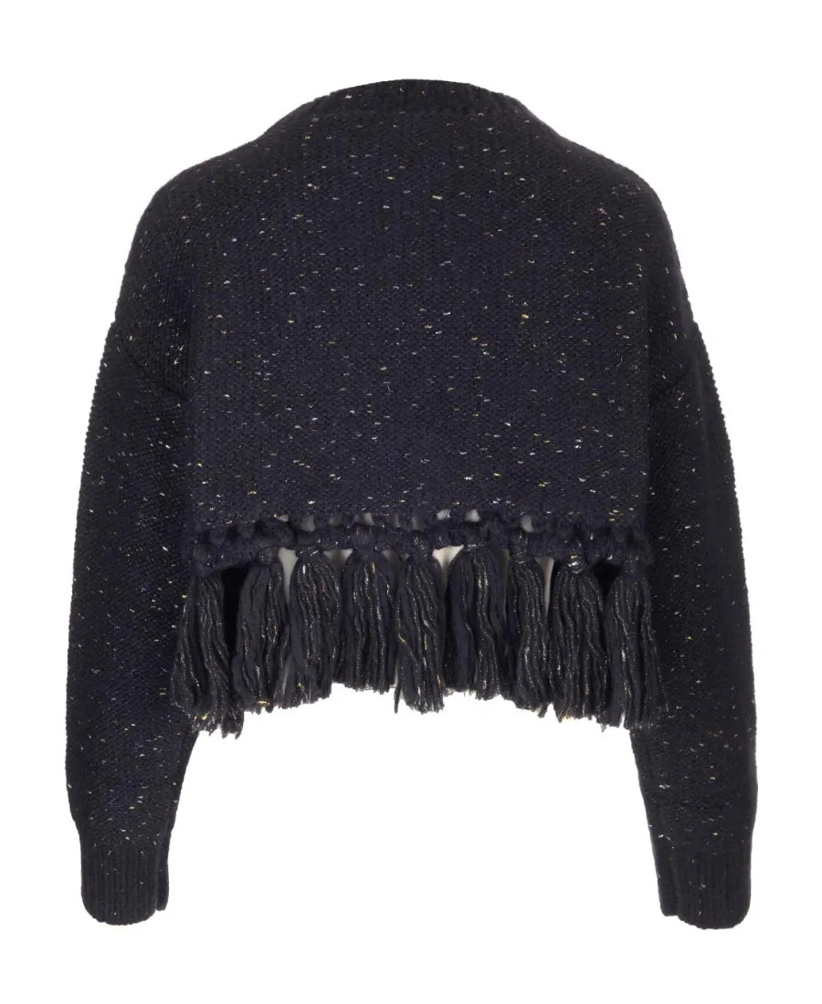 Crewneck Fringe-Detailed Sweater