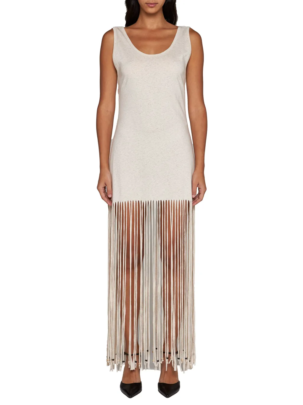 Fringed Sleeveless Maxi Dress