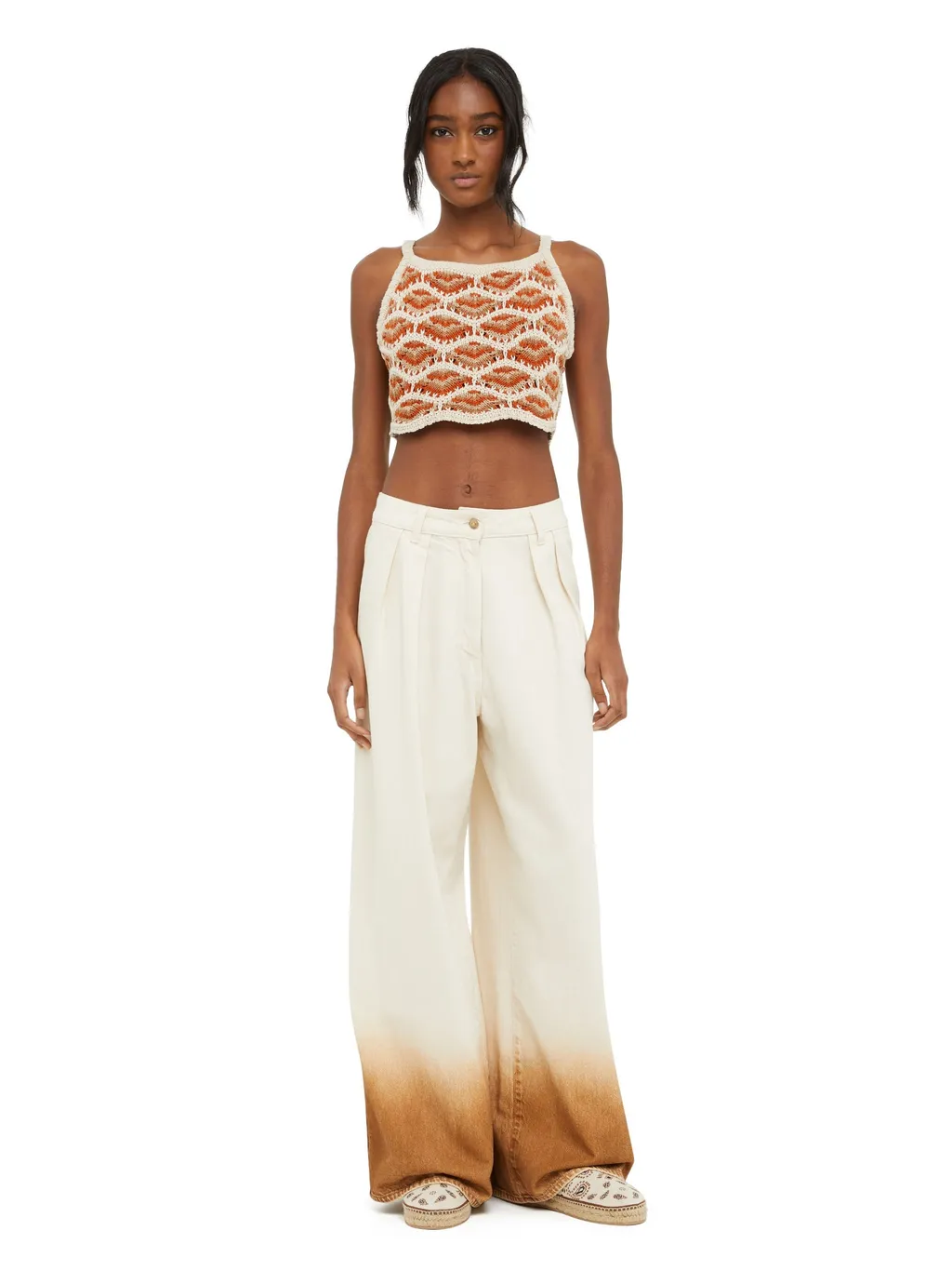 Gradient Effect Wide-Leg Jeans