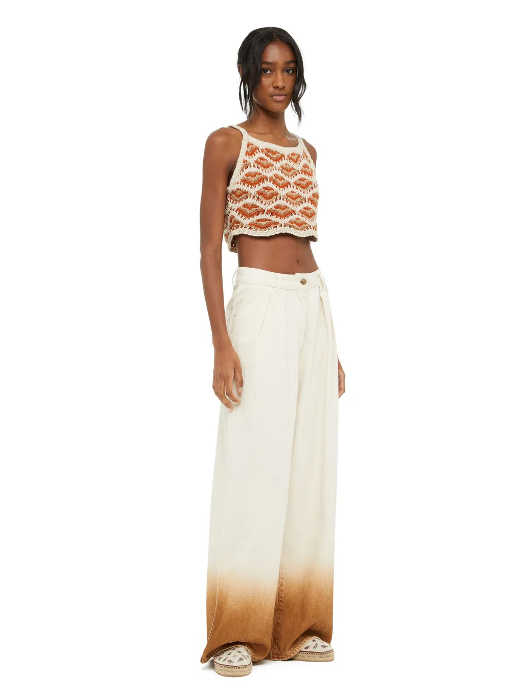 Gradient Effect Wide-Leg Jeans