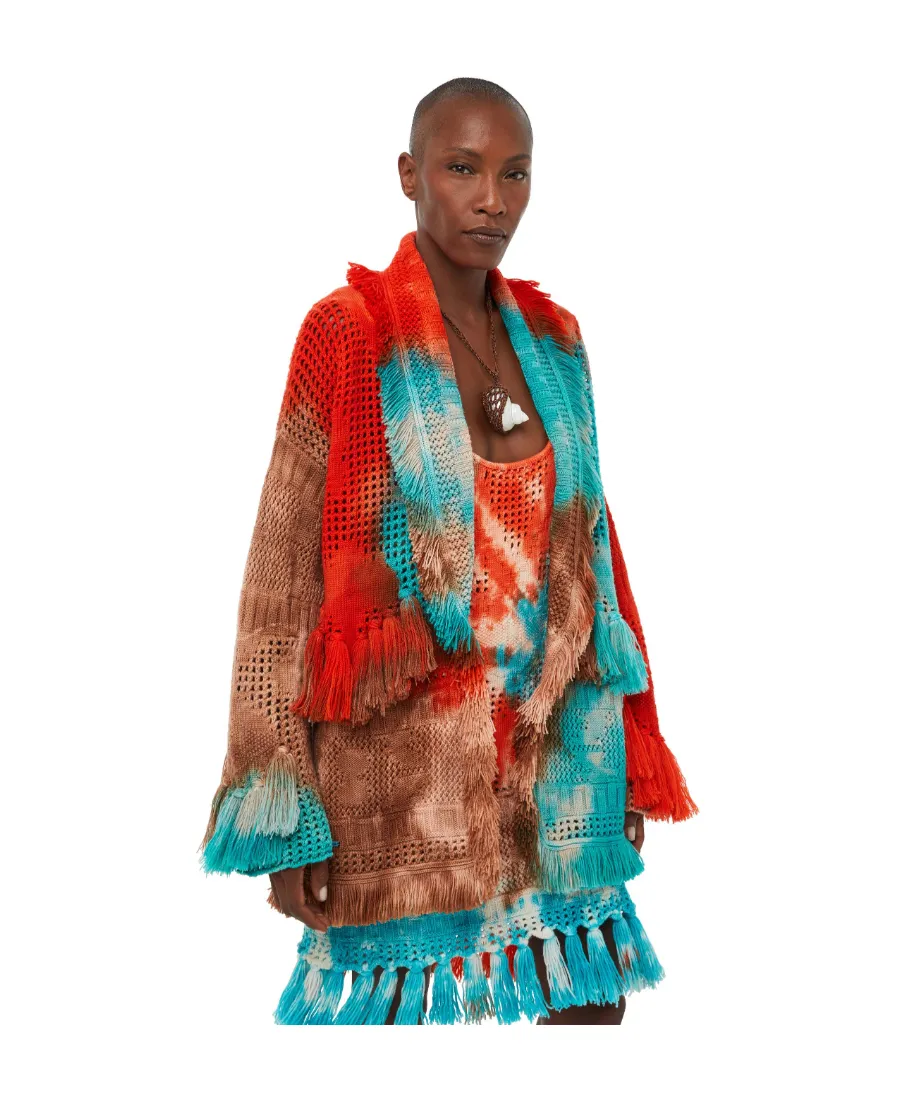 California Dreaming Tie-Dyed Fringed Cardigan