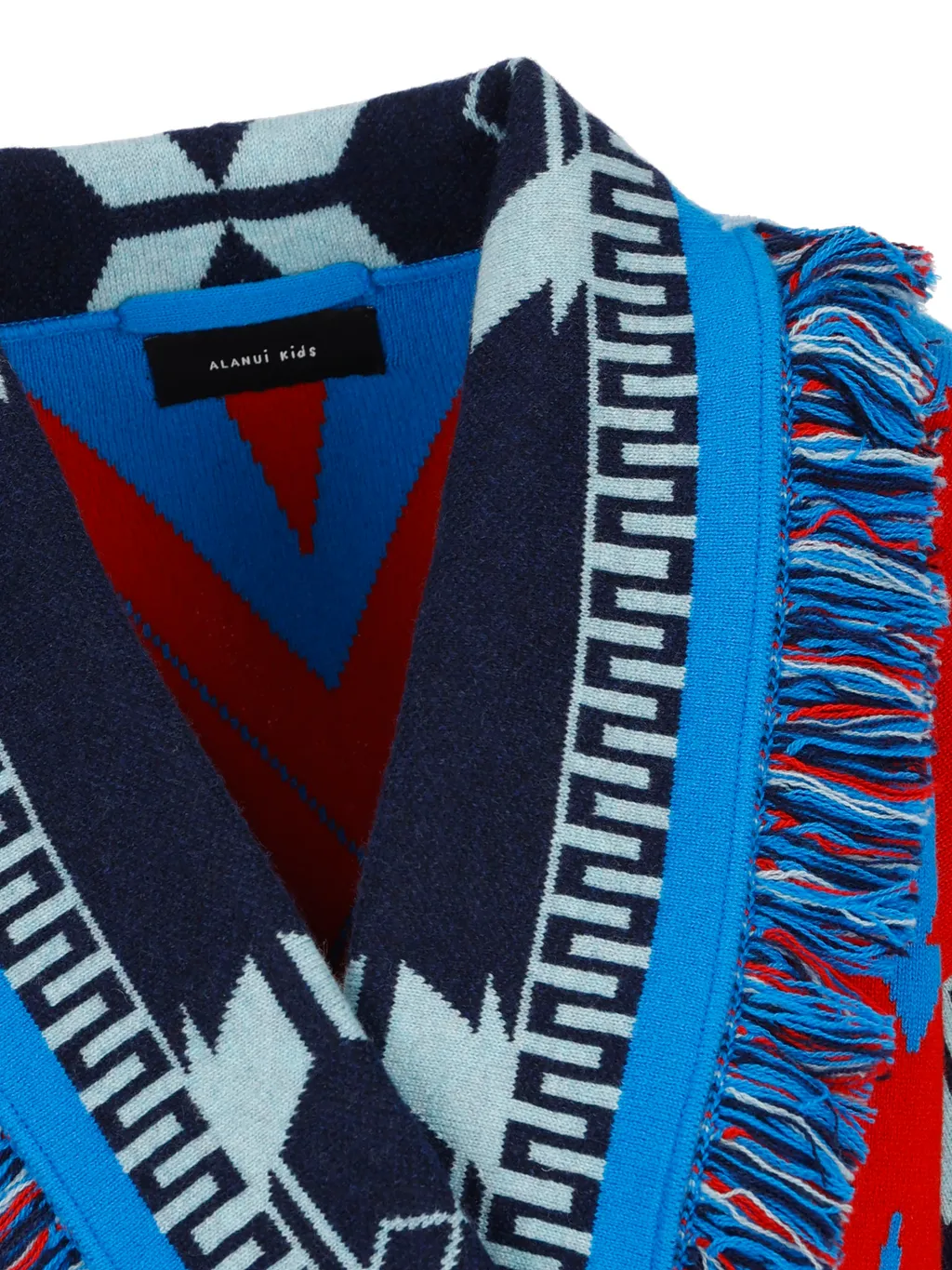 Jacquard Patterned Fringed Cardigan