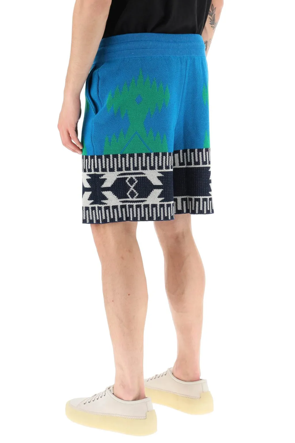 Intarsia Motif Drawstring Shorts