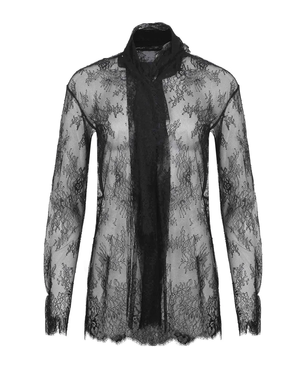 Lace High Neck Top