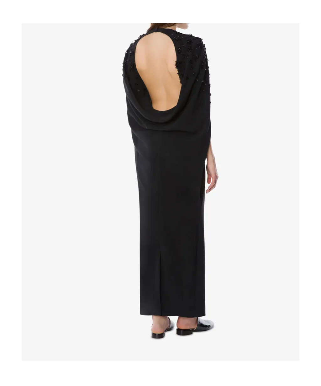 Bead Embellished Open-Back Maxi Dress