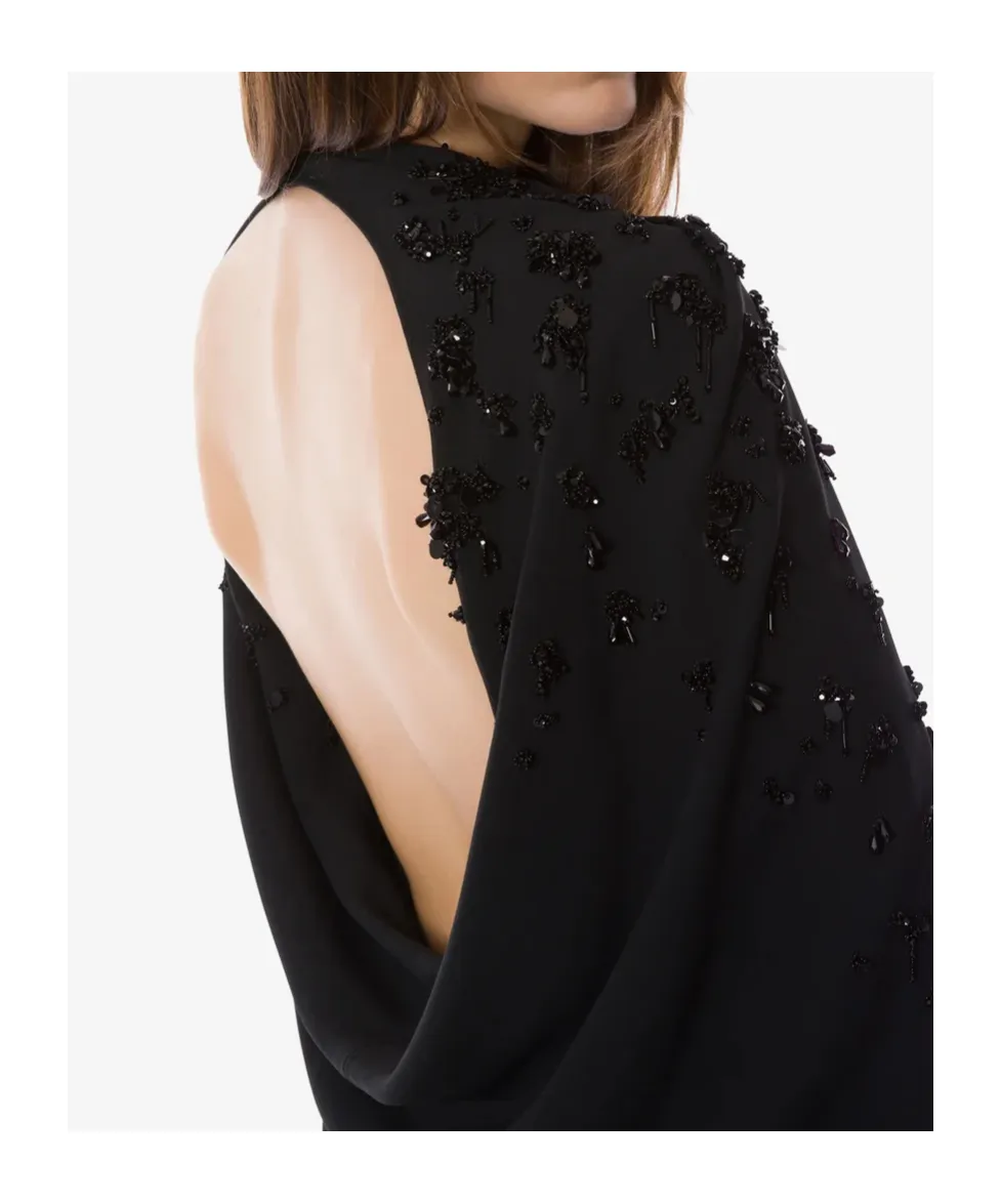 Bead Embellished Open-Back Maxi Dress
