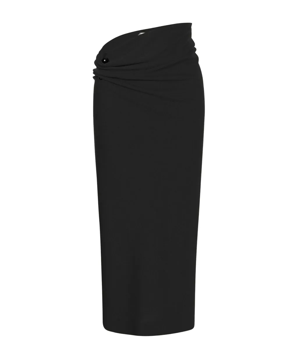 Draped-Detail Midi Skirt