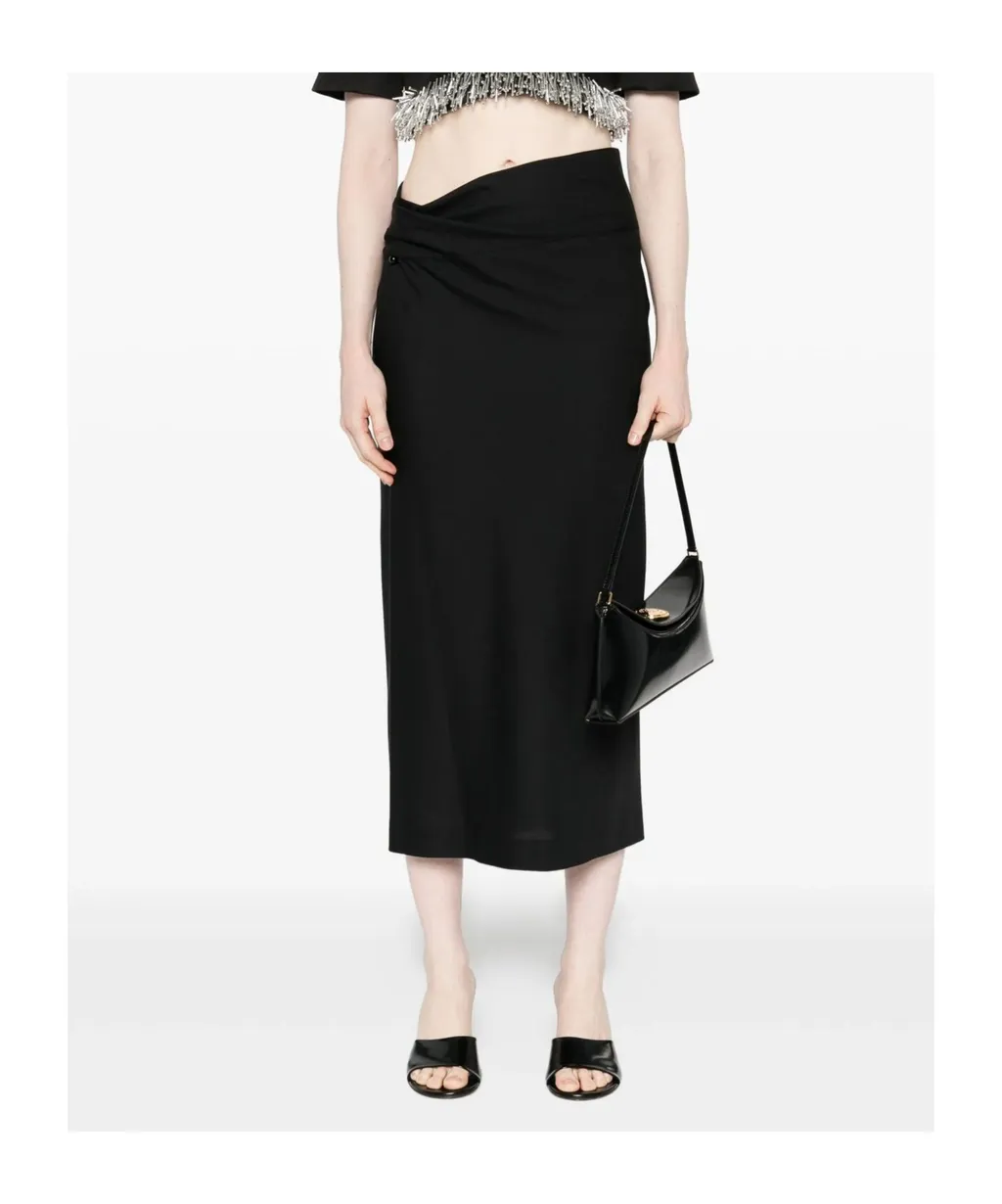 Draped-Detail Midi Skirt