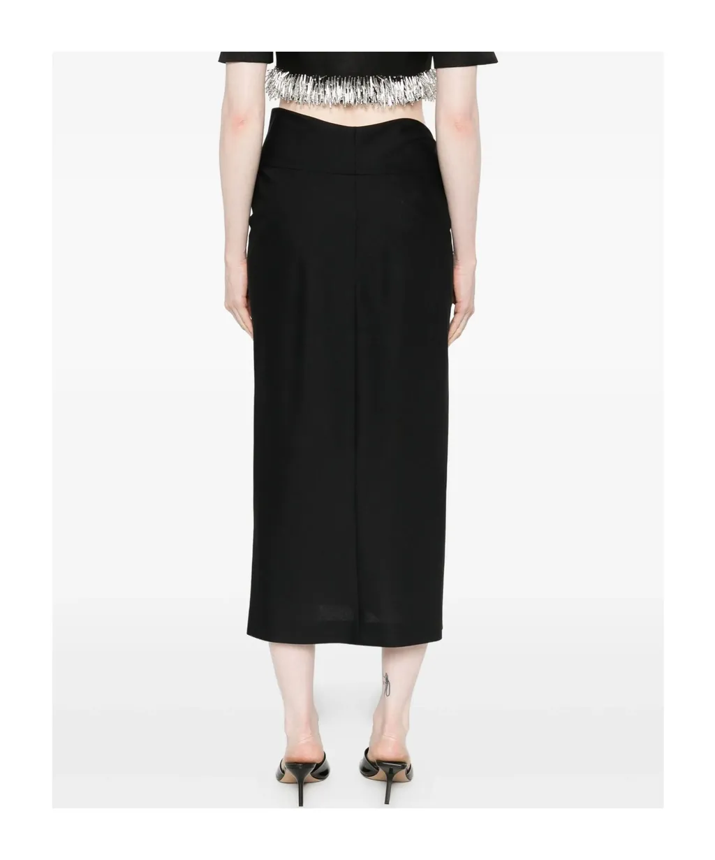 Draped-Detail Midi Skirt
