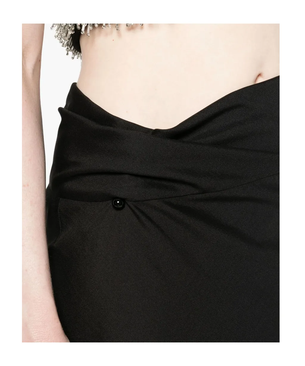 Draped-Detail Midi Skirt