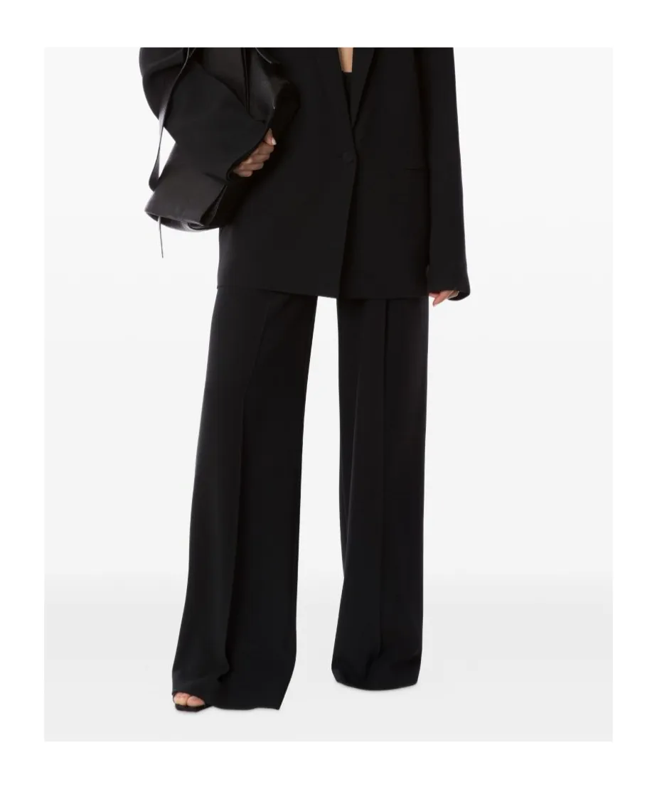 High-Waisted Wide-Leg Pleated Trousers