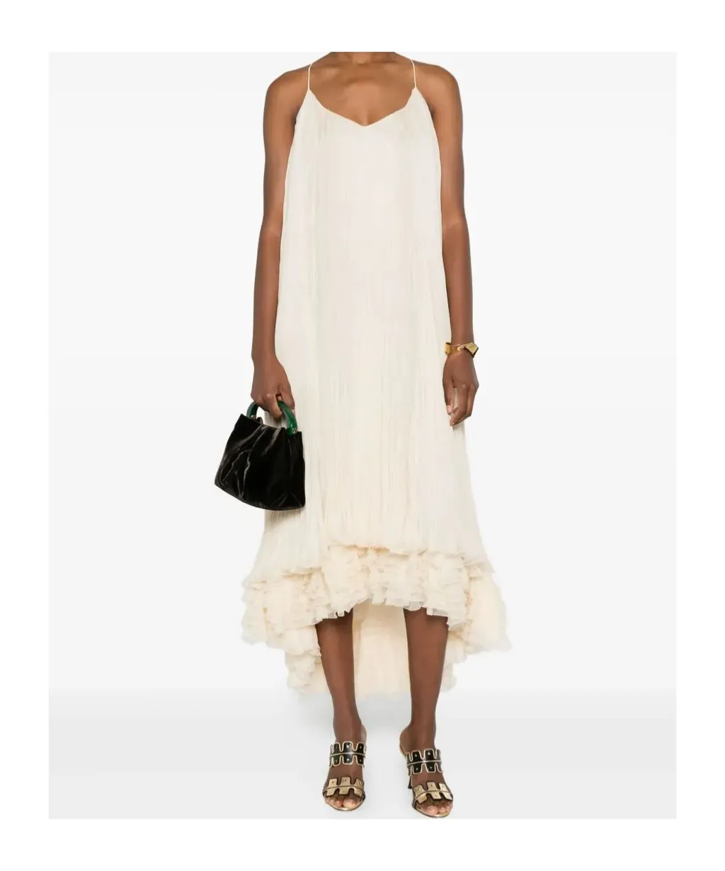 Pleated Silk Ruffled Dress