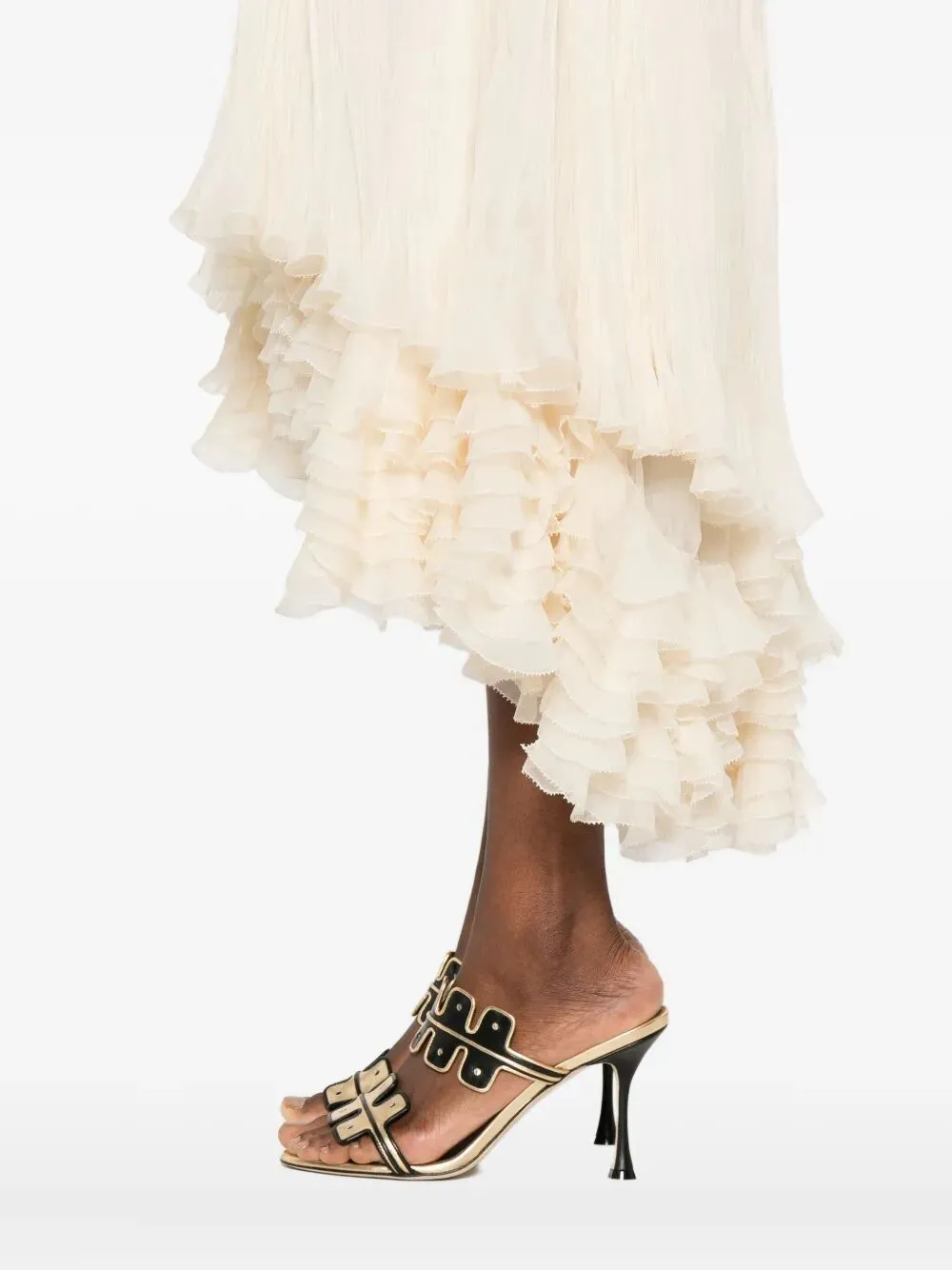 Pleated Silk Ruffled Dress