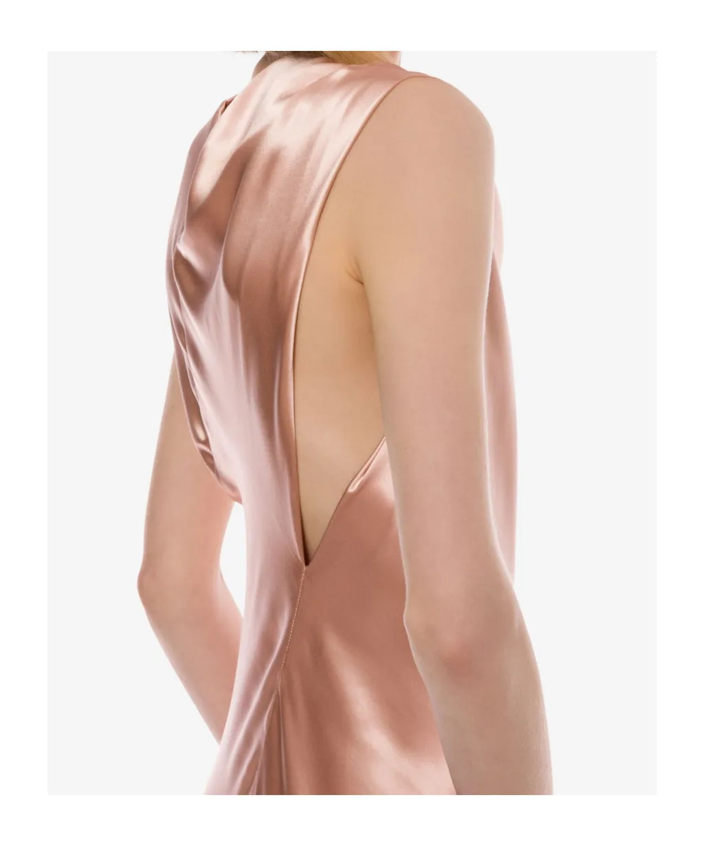 Asymmetrical Long Satin Dress