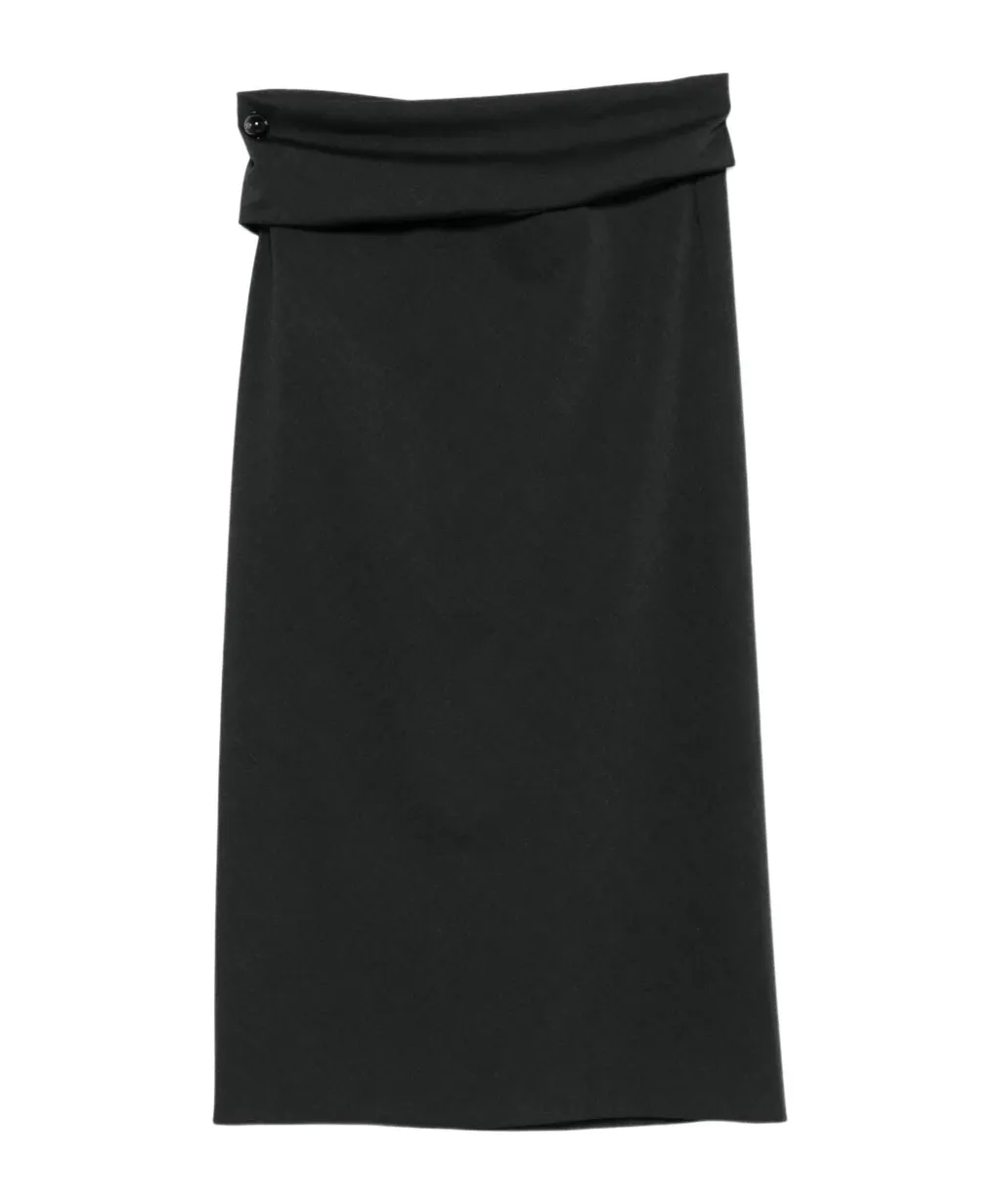 Button-Detail Midi Skirt