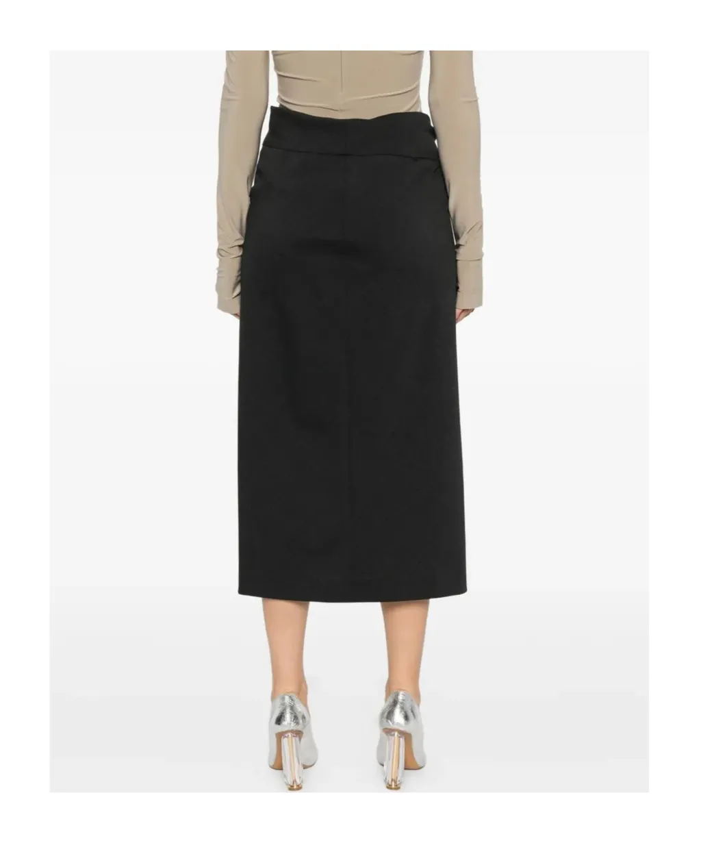 Button-Detail Midi Skirt