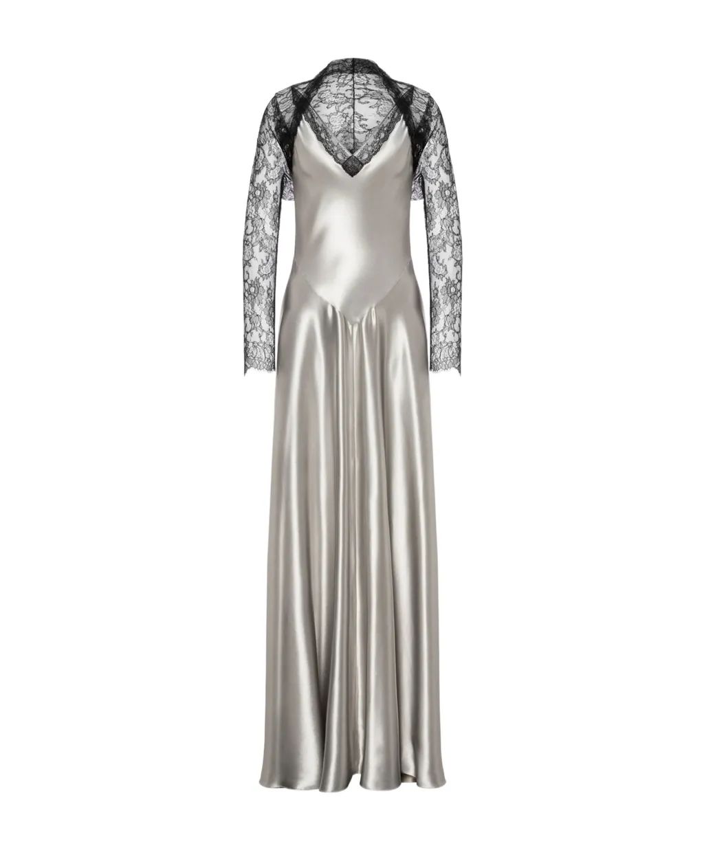 Lace-Sleeved Maxi Dress