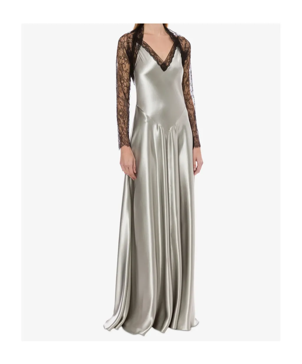 Lace-Sleeved Maxi Dress