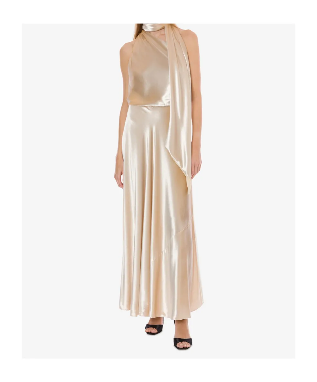 Glossy Velvet One-Shoulder Dress