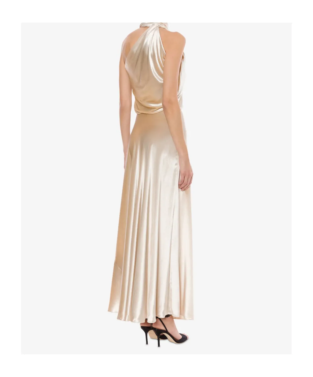 Glossy Velvet One-Shoulder Dress