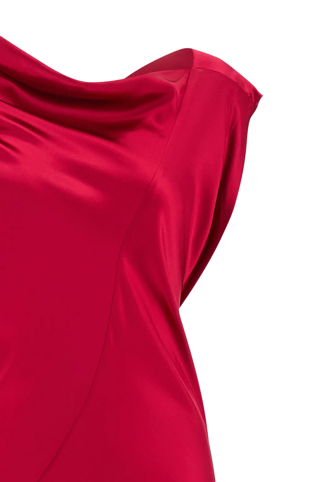 Cowl-Neck Satin Long Dress