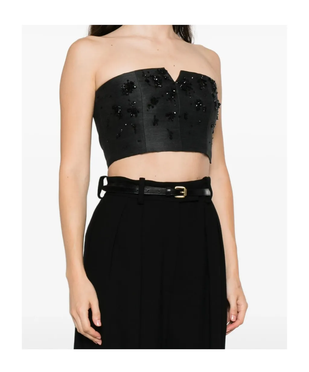 Bead-Embellished Bustier Top