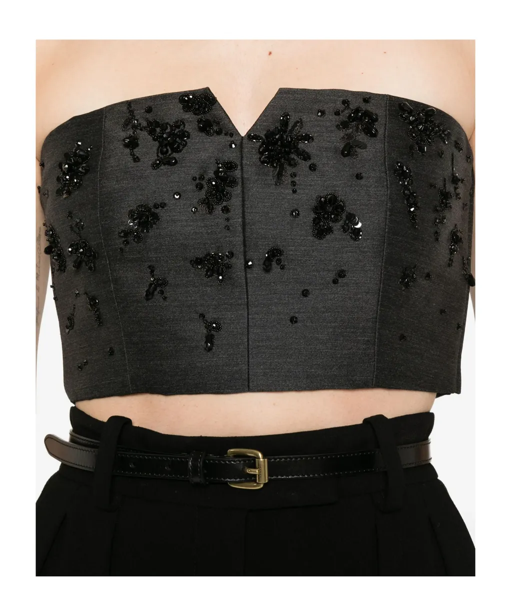 Bead-Embellished Bustier Top