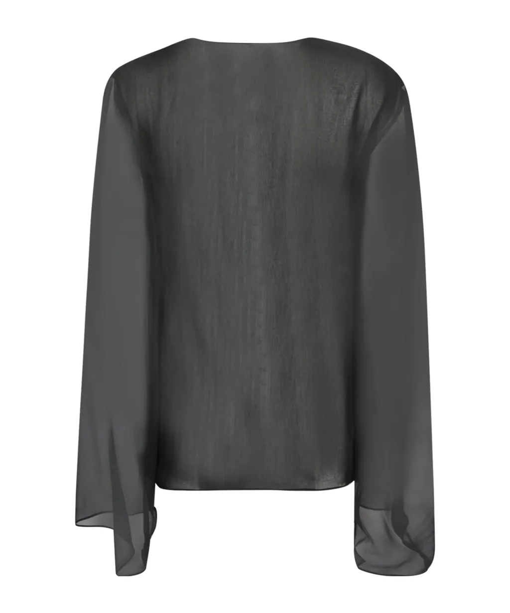 V-Neck Sheer Blouse