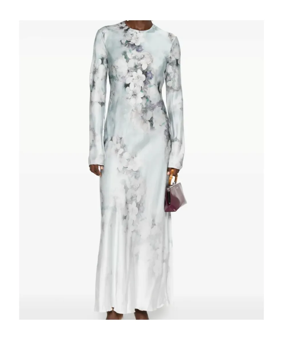 Floral-Print Long-Sleeved Day Dress