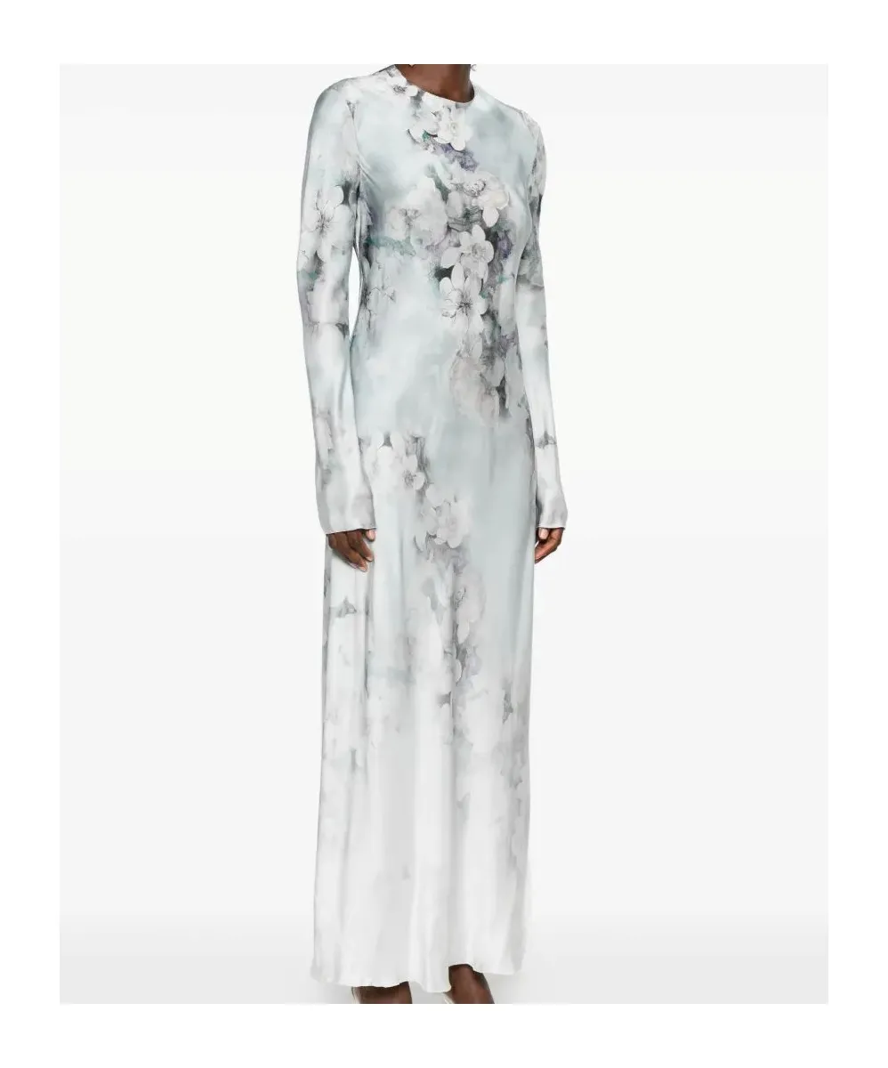 Floral-Print Long-Sleeved Day Dress