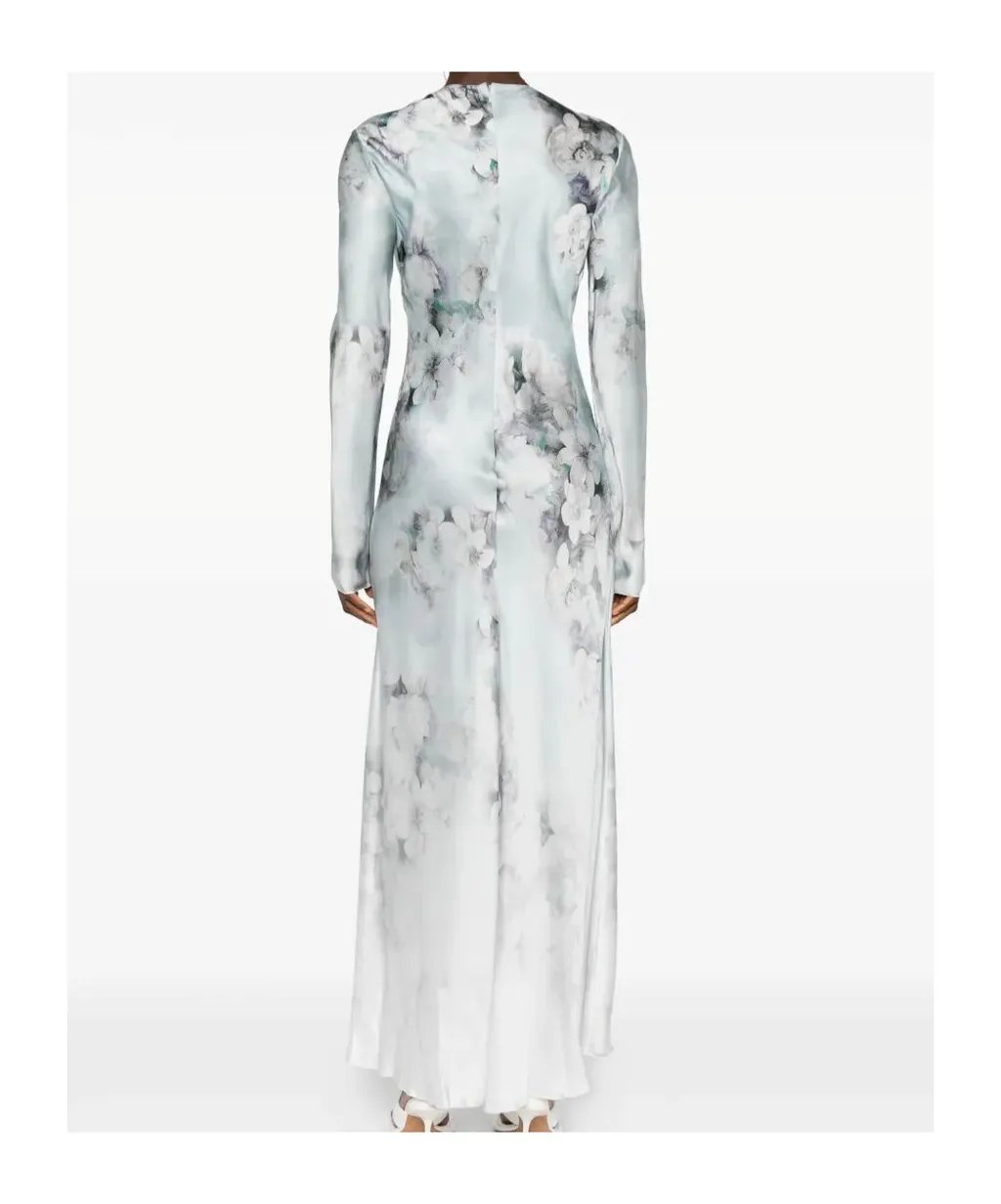 Floral-Print Long-Sleeved Day Dress