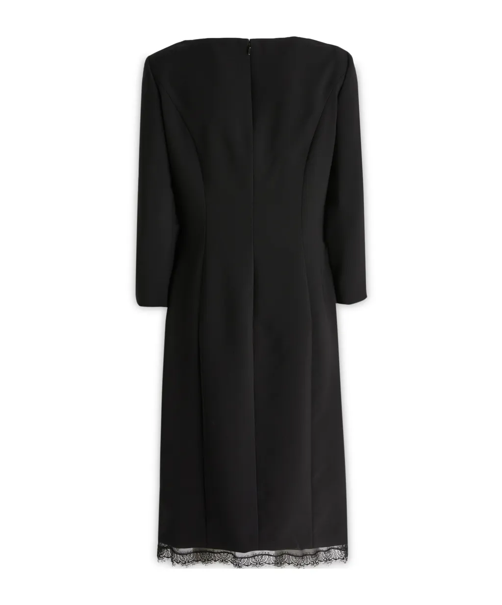 Lace-Trim Round-Neck Dress