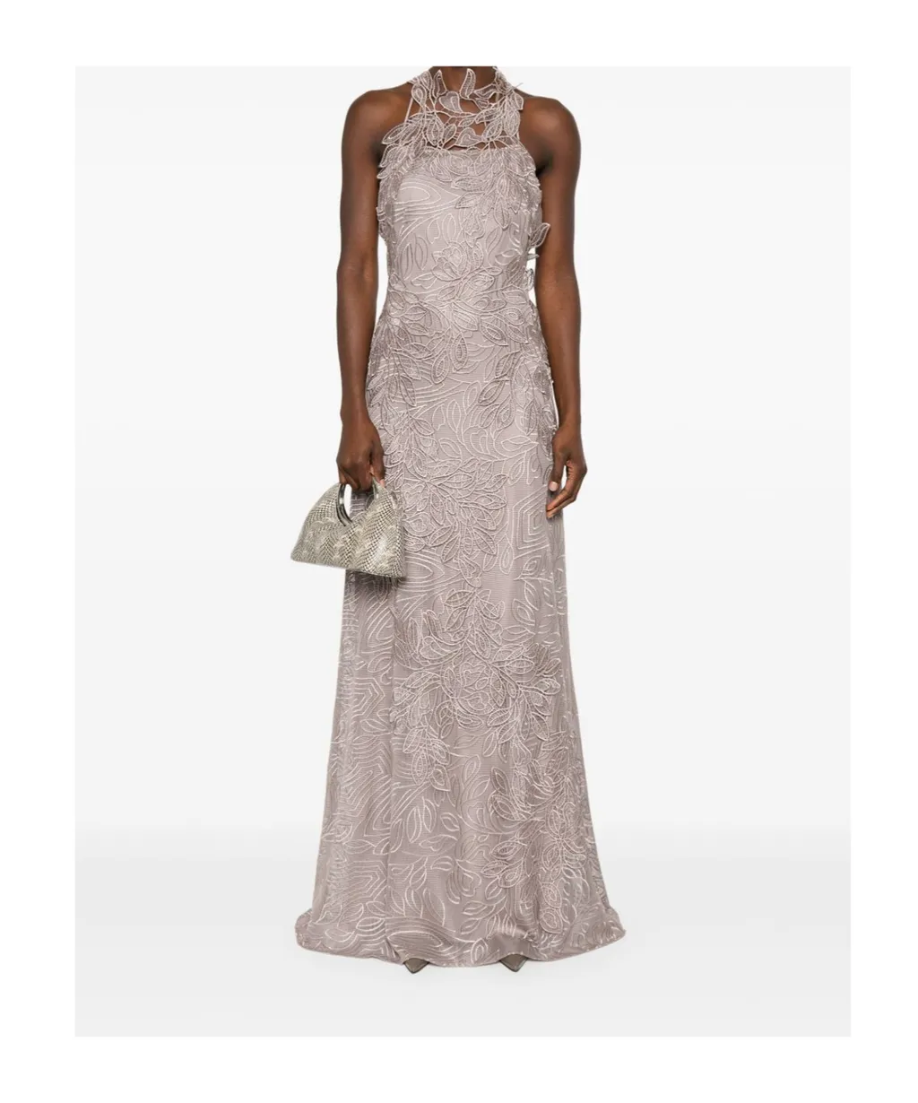 Guipure-Lace Sleeveless Maxi Dress