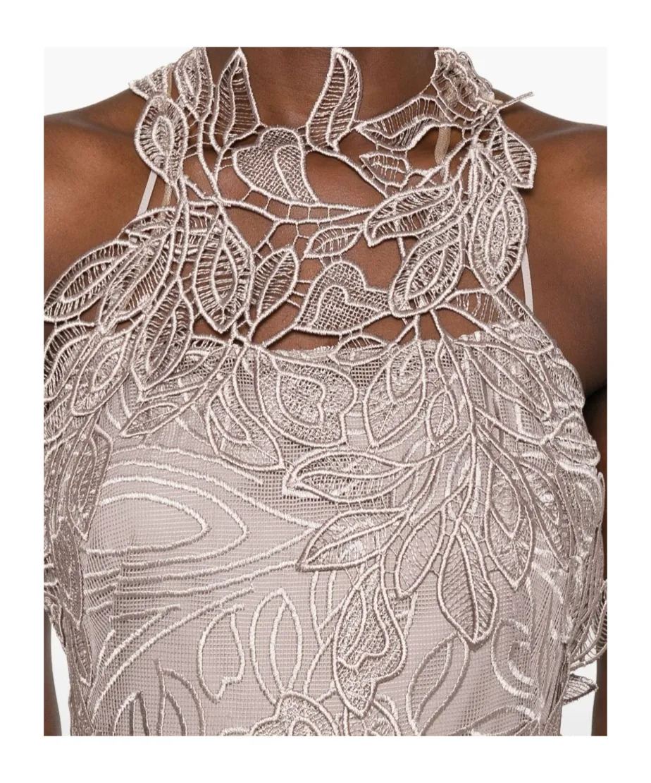 Guipure-Lace Sleeveless Maxi Dress