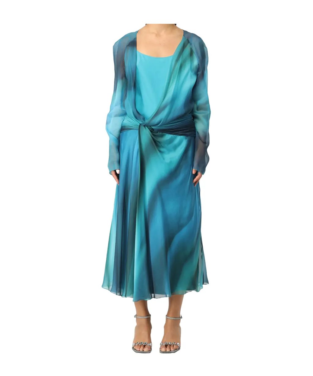 Printed Chiffon Midi Dress