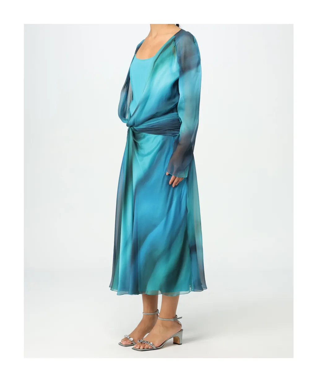 Printed Chiffon Midi Dress