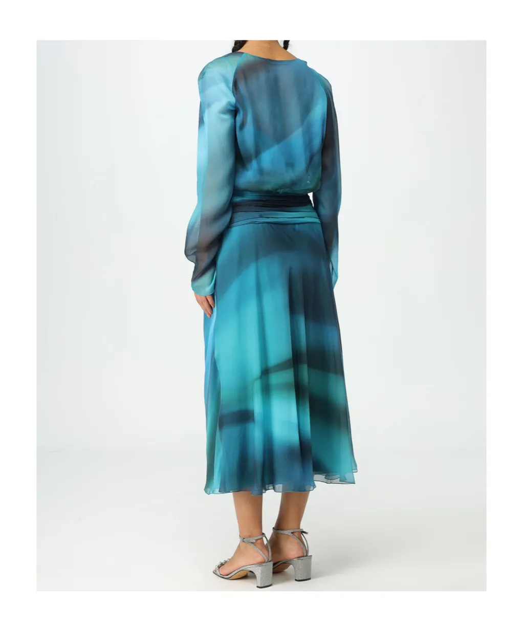 Printed Chiffon Midi Dress